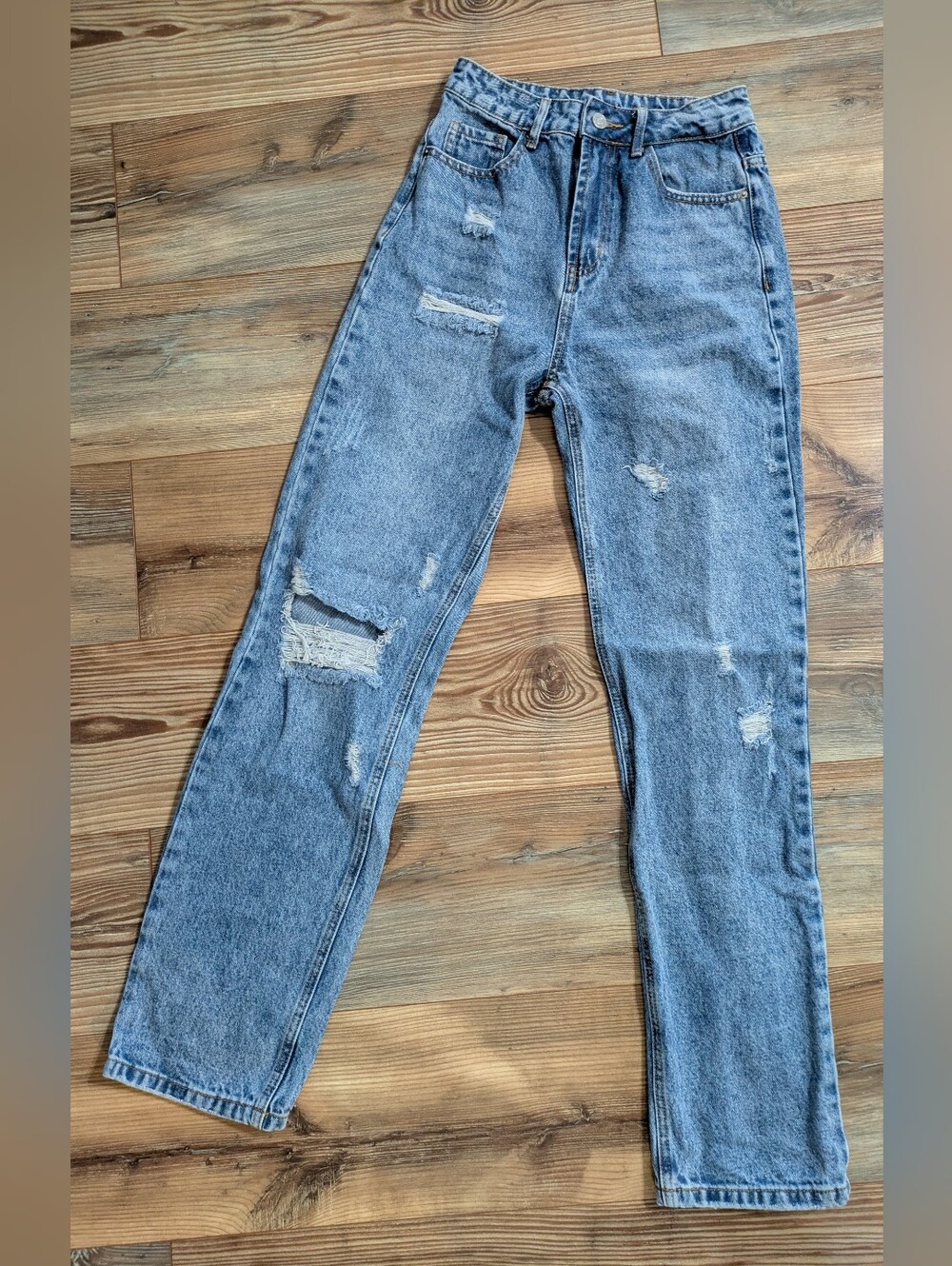 SHEIN High Rise Skinny Straight Distressed Denim Jeans XS